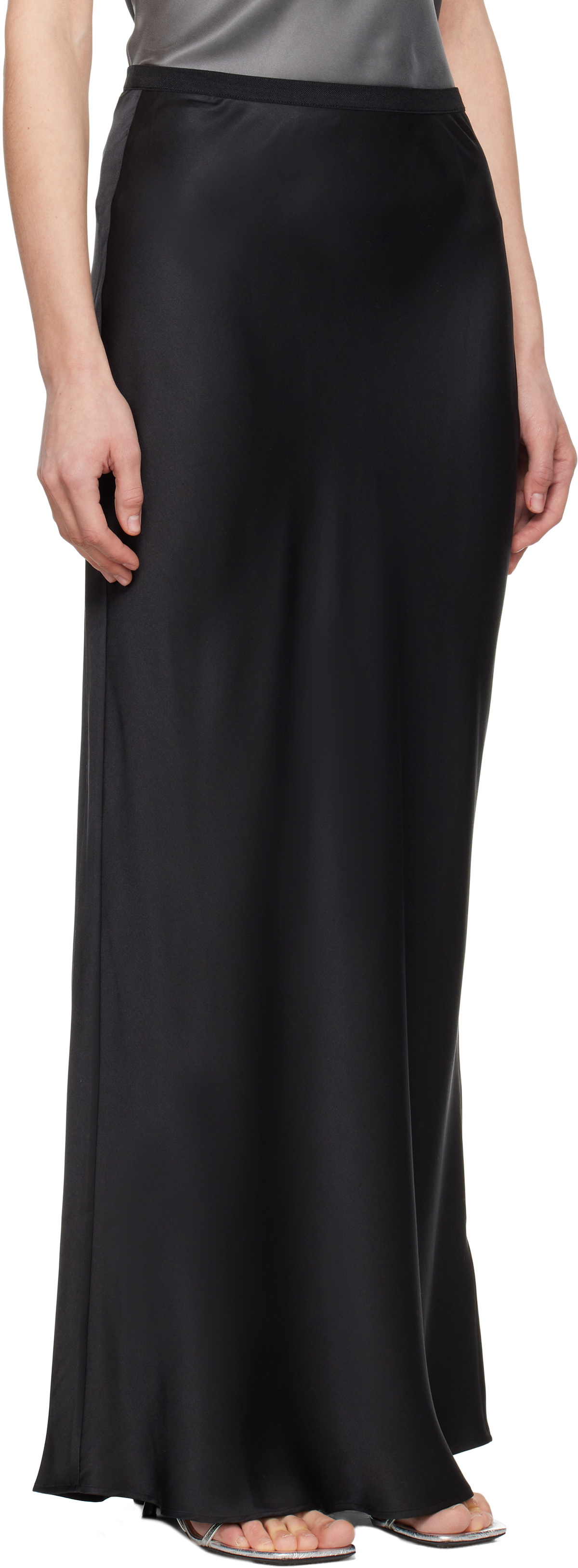 ANINE BING Black Bar Silk Maxi Skirt