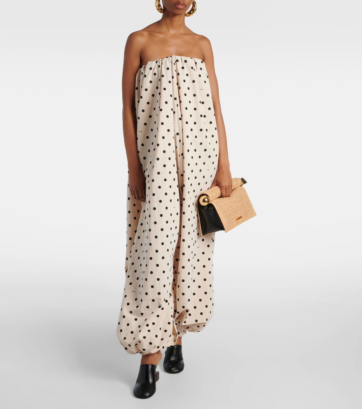 Jacquemus Melao poka-dolt gathered jumpsuit Jacquemus