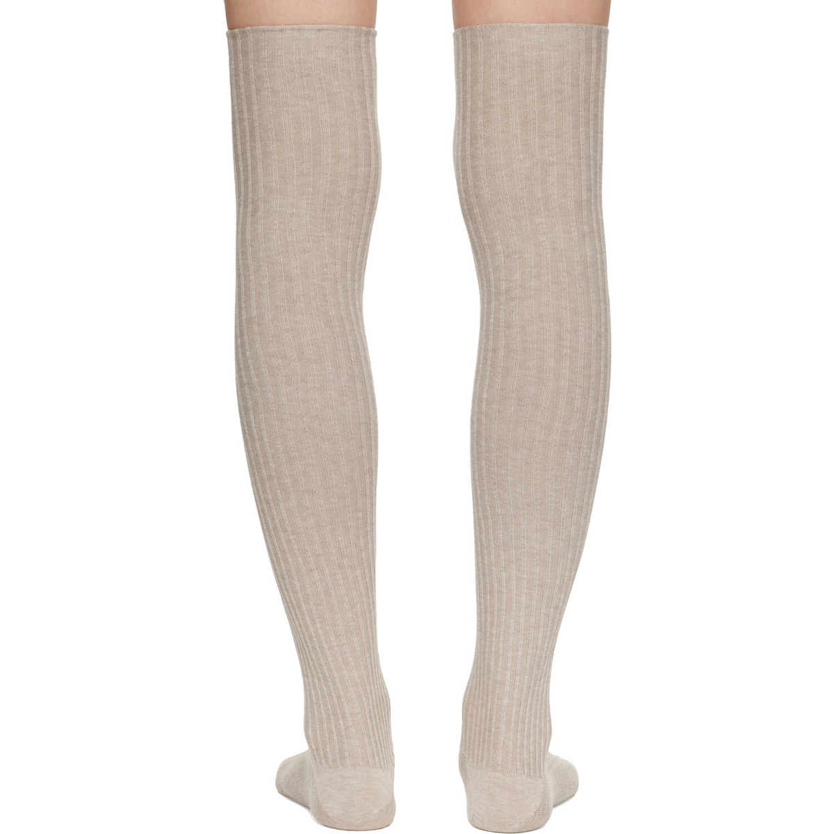 Baserange Beige Organic Cotton Rib Overknee Socks