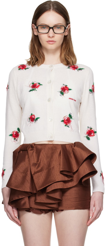 Photo: SHUSHU/TONG White Threadwork Knit Cardigan
