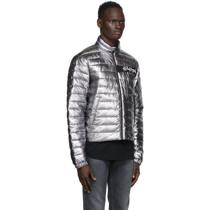 Palm Angels Silver Metallic Quilted Jacket Palm Angels