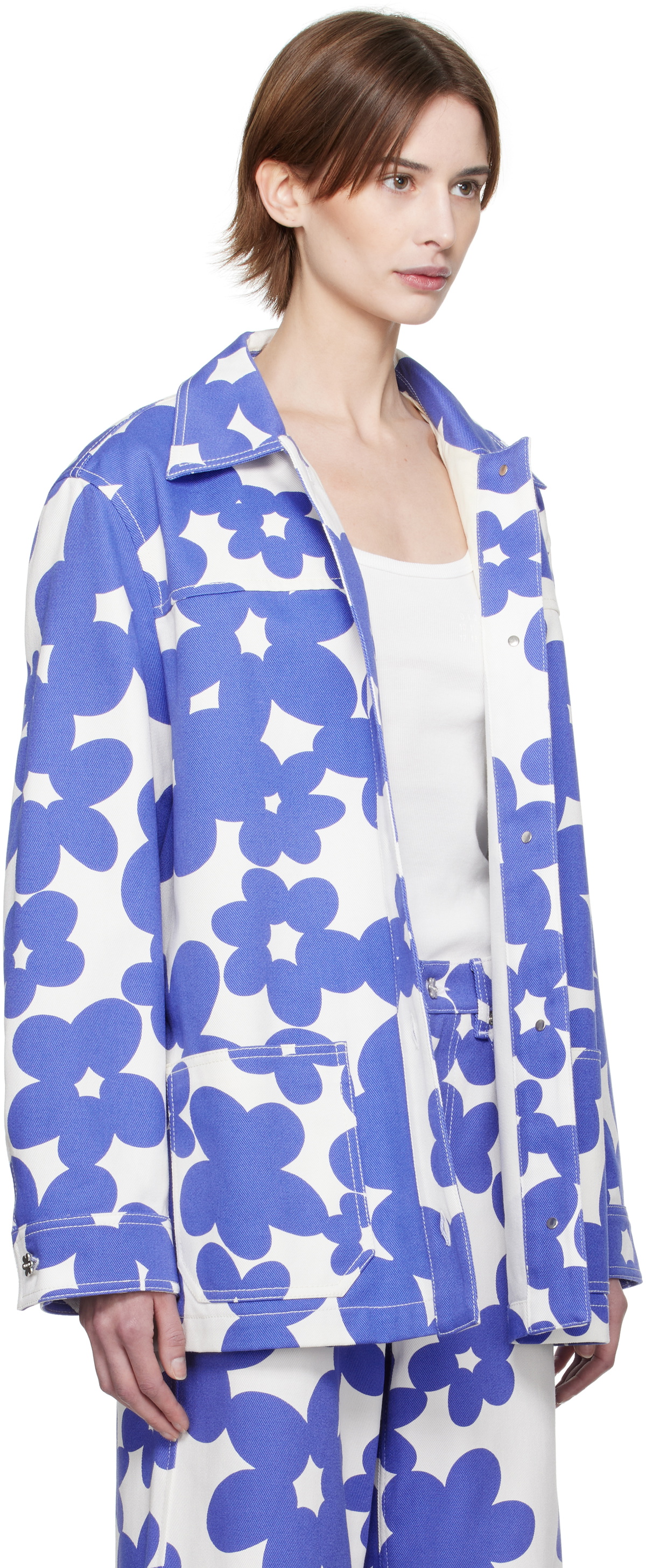Marni Blue & White Dillies Print Jacket
