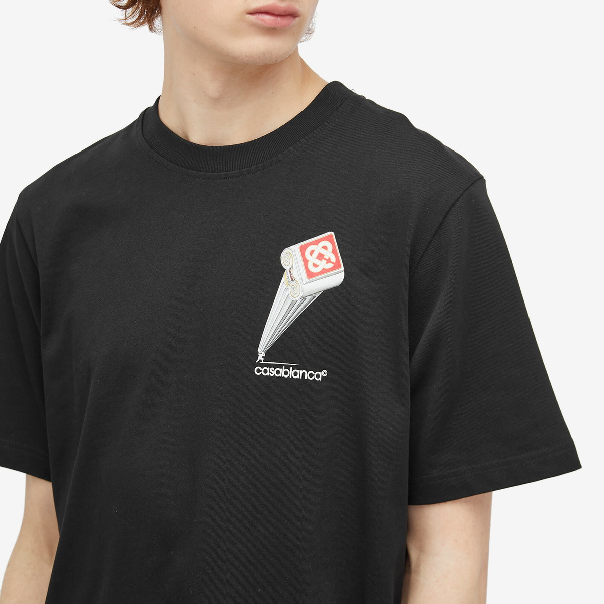 Tシャツ・カットソー CASABLANCA Men T-shirt Black MPF25JTS044 05 Casablanca Men's Leaning Column T-Shirt in Black Casablanca