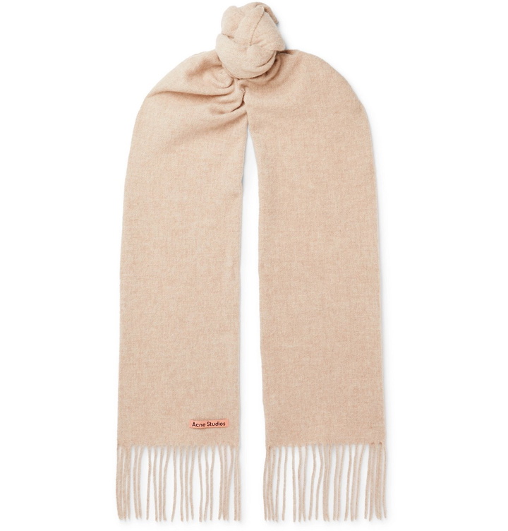 Photo: Acne Studios - Canada Skinny Fringed Mélange Wool Scarf - Neutrals