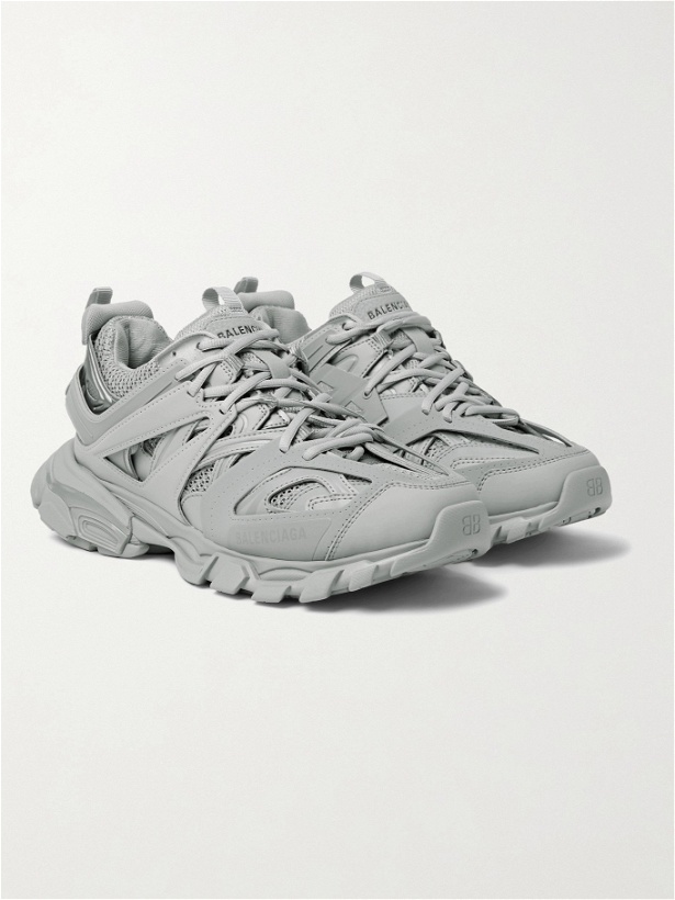 Photo: BALENCIAGA - Track Nylon, Mesh and Rubber Sneakers - Gray