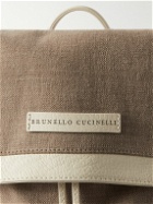 Brunello Cucinelli - Full-Grain Leather-Trimmed Cotton and Linen-Blend Canvas Backpack