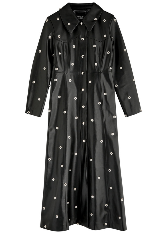 Photo: A.W.A.K.E Mode Stud-embellished Faux Leather Coat Black