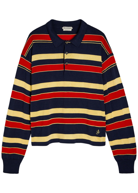 Photo: JW Anderson Striped Knit Polo Shirt Navy