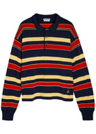 JW Anderson Striped Knit Polo Shirt Navy