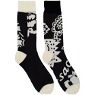 Sacai Black and White Floral Socks
