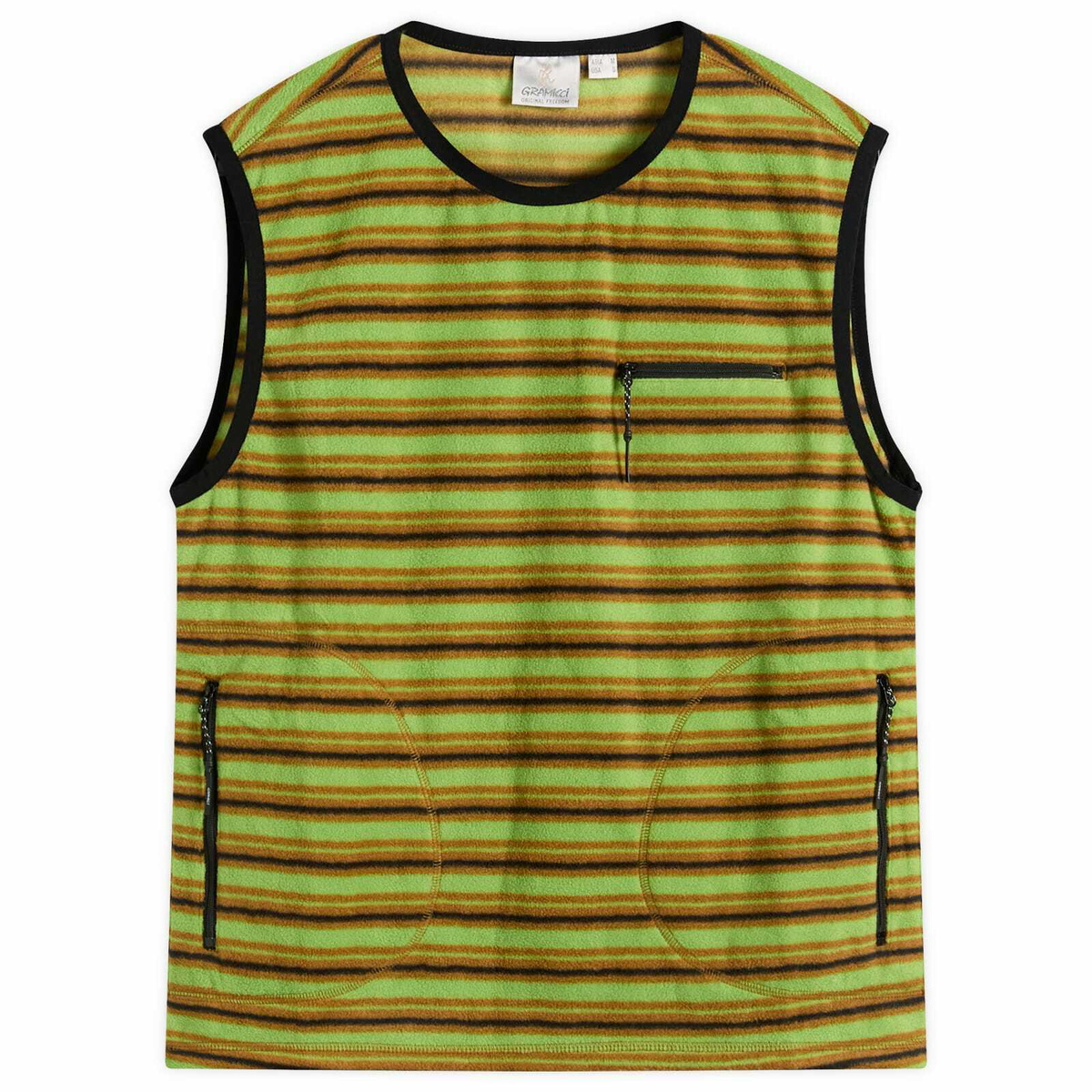 Gramicci Women's Thermal Fleece Pullover in Chartreuse Stripe