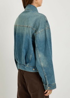 Good American Cropped Denim Trucker Jacket Blue