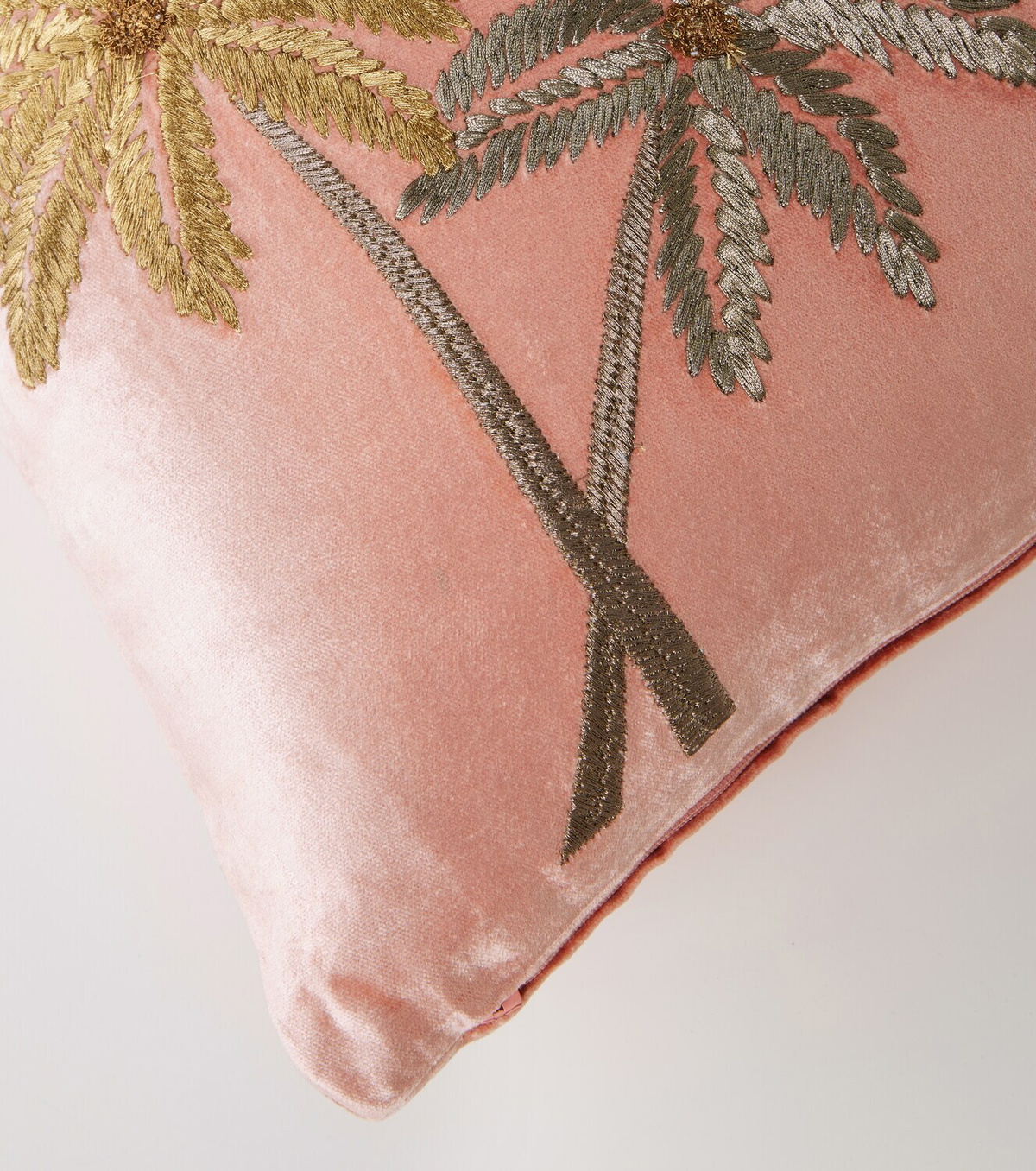 Les-Ottomans Palms embroidered velvet cushion