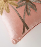 Les-Ottomans Palms embroidered velvet cushion