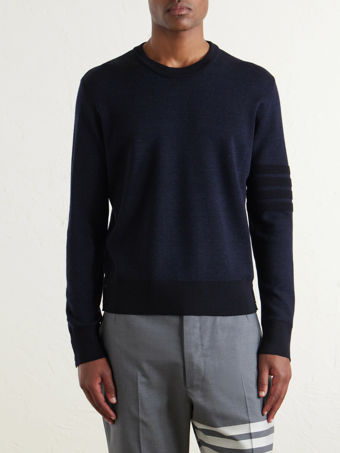 Thom Browne - Milano Stitch Wool, Linen and Cotton-Blend Sweater - Blue