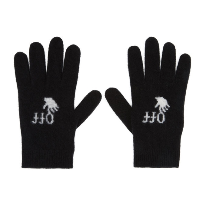 Photo: Off-White Black Wool Logo Gloves