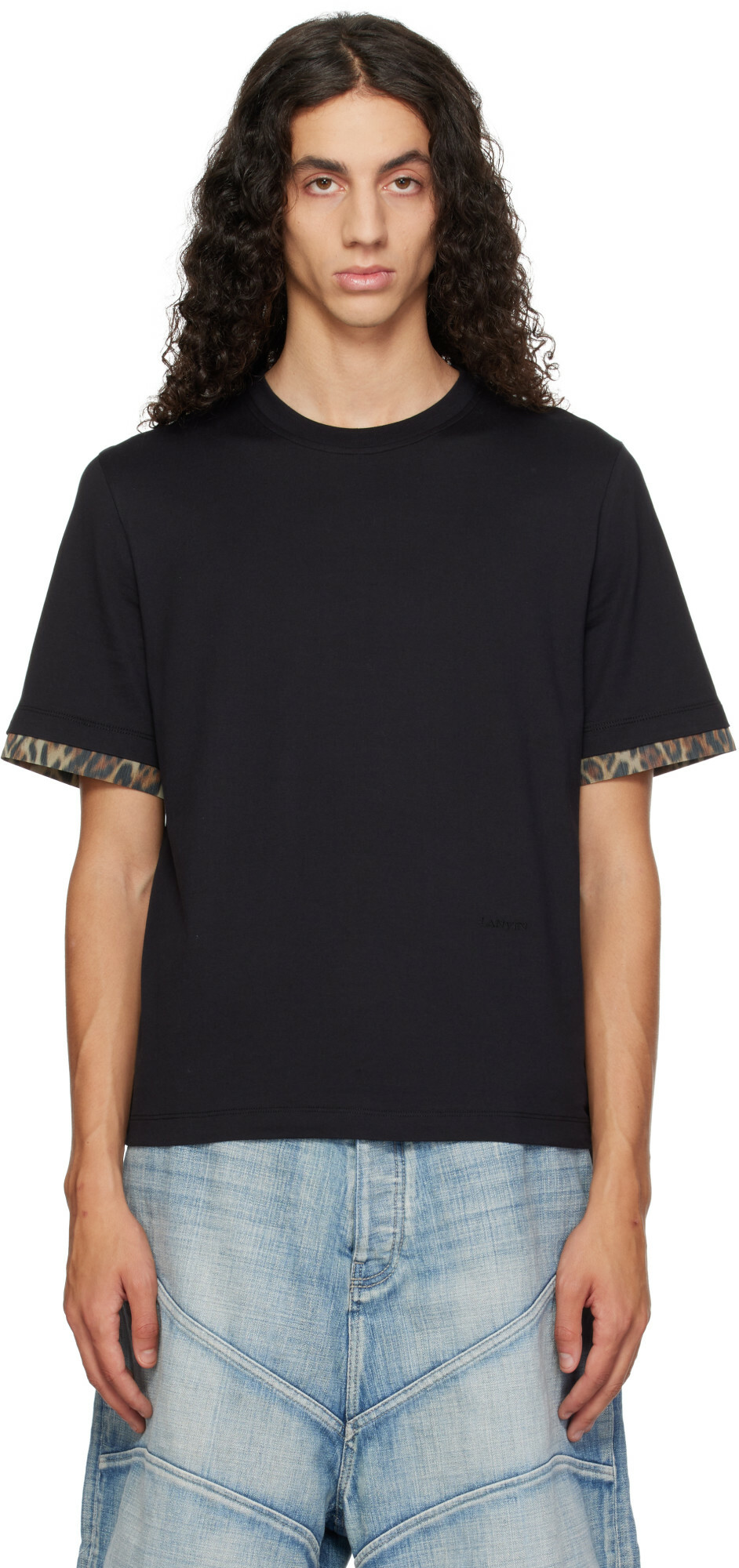 Lanvin Black Leopard Detail T-shirt