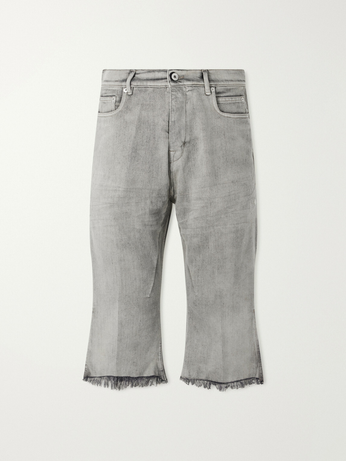 Rick Owens - Bolan Straight-Leg Frayed Denim Shorts - Gray