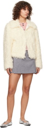 MSGM Off-White Hook-Eye Faux-Fur Jacket