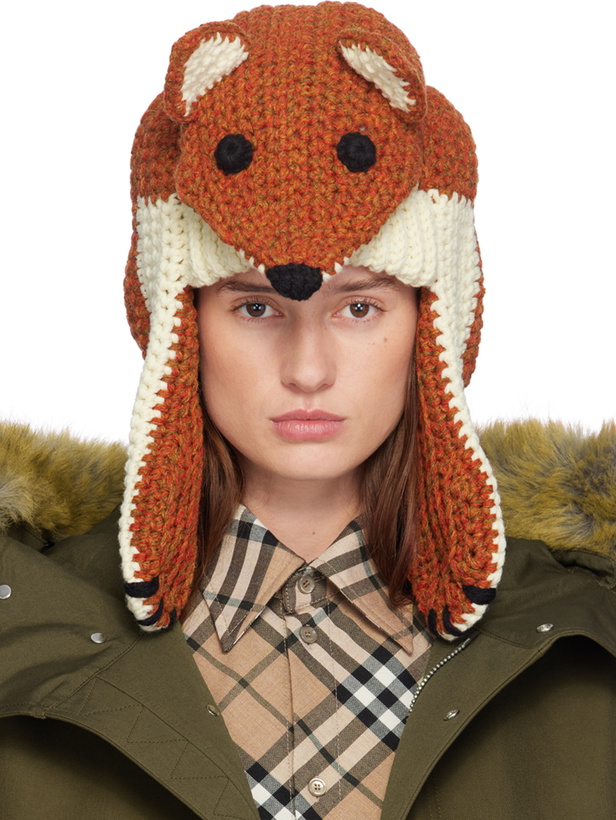 Photo: Burberry Orange Wool Fox Beanie