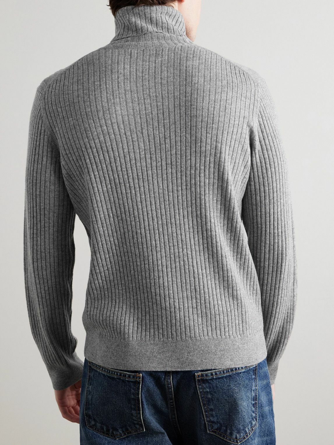 Nili Lotan - Cole Slim-Fit Ribbed Cashmere Rollneck Sweater - Gray
