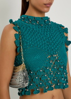Rabanne Bead-embellished Crochet Cotton Cardigan Green