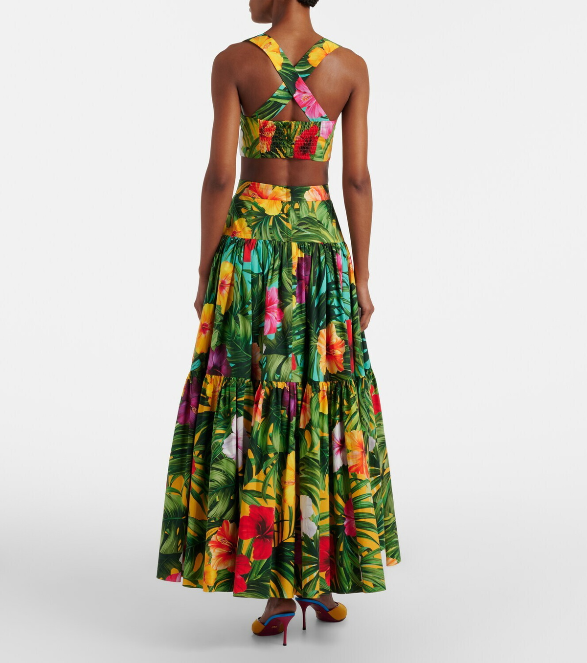 Dolce&Gabbana Floral tiered cotton maxi skirt