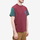 JW Anderson Men's Anchor Patch Contrast Sleeve T-Shirt in Burgundy/Green