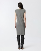 Pinko Knit Midi Dress With Padded Shoulders Grey Dark Seagull