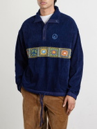 Story mfg. - Polite Oversized Embroidered Appliquéd Organic Cotton-Corduroy Sweatshirt - Blue