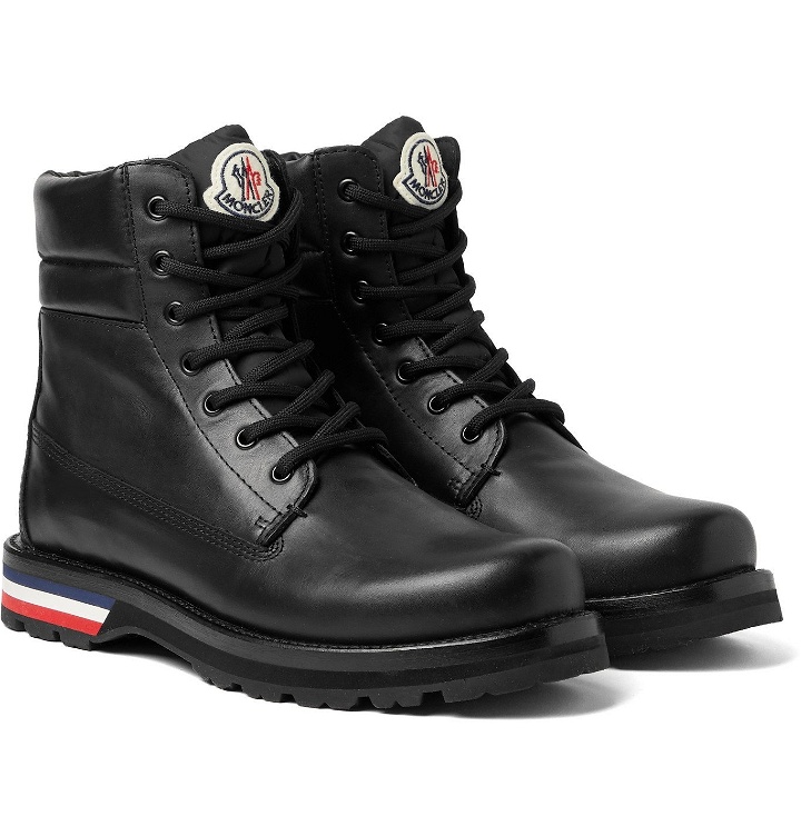 Photo: Moncler - Vancouver Striped Leather Hiking Boots - Black