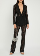 Norma Kamali Floral Guipure Lace Jacket Black