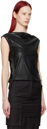 Youth Black Drawstring Faux-Leather Tank Top
