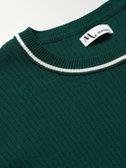 DOPPIAA - Striped Ribbed Cotton Sweater - Green