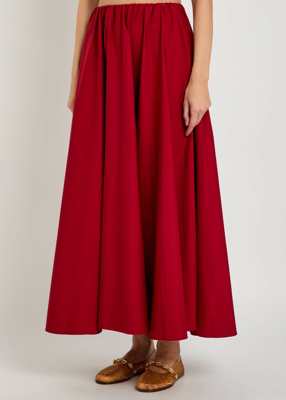 Staud Milano Stretch-cotton Maxi Skirt Red