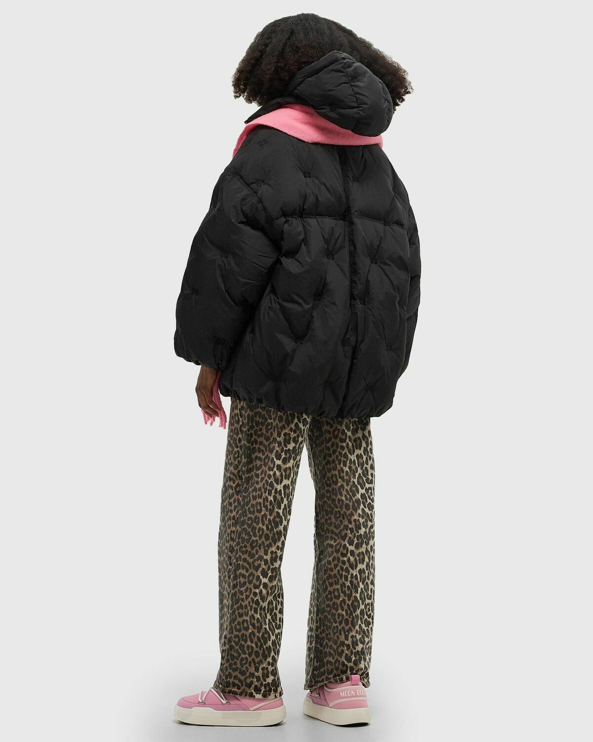 Ganni Nylon Tech Puffer Midi Jacket Black Womens Down & Puffer Jacket