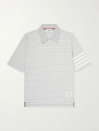 Thom Browne - Striped Cotton-Jersey Polo Shirt - Gray