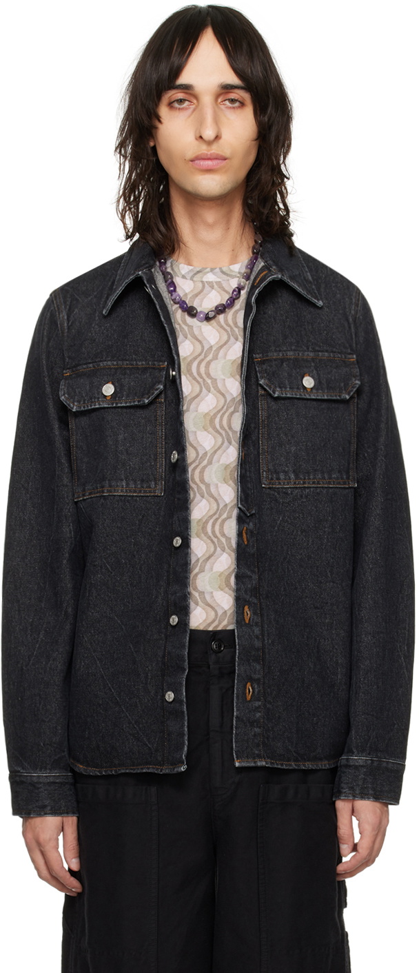 Dries Van Noten Black Faded Denim Shirt Dries Van Noten