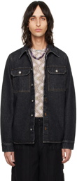 Dries Van Noten Black Faded Denim Shirt