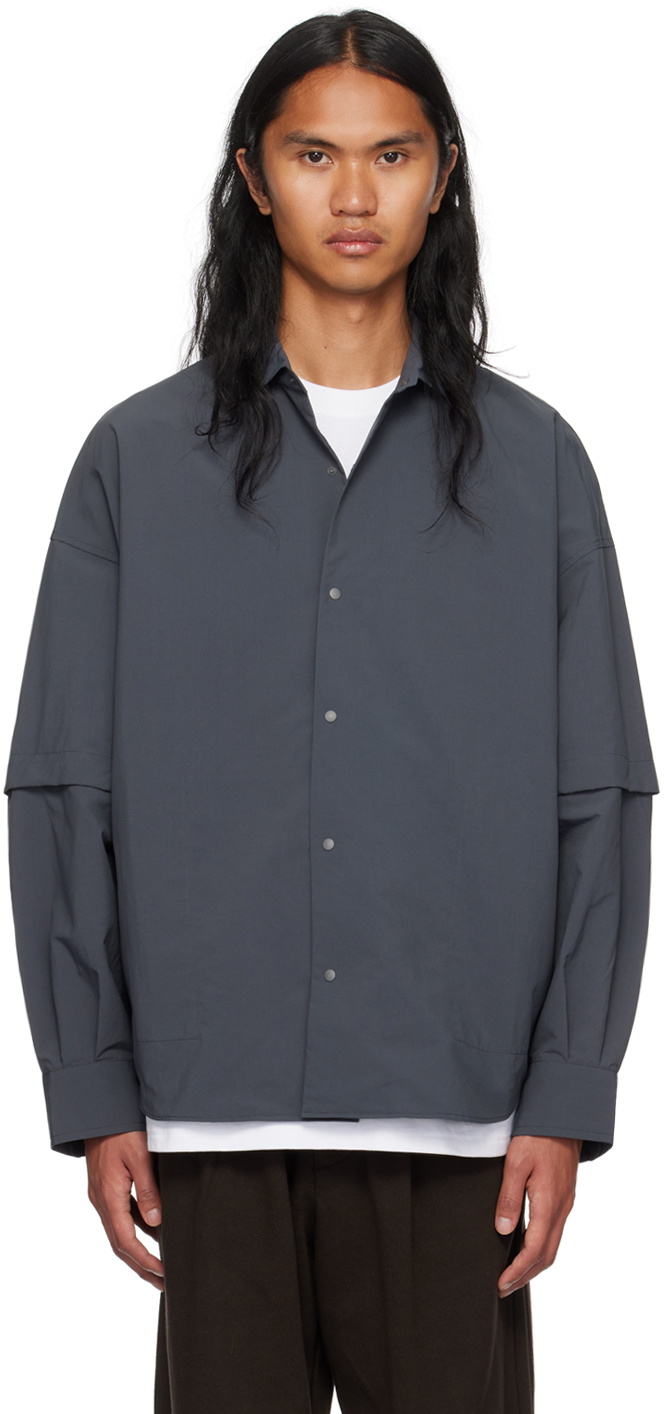 meanswhile Gray Detachable Sleeve Shirt