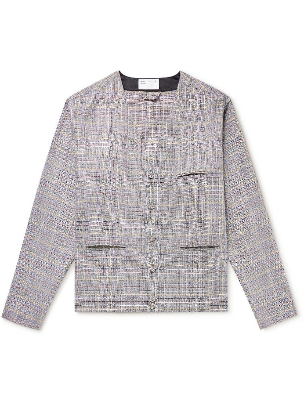 Photo: 4SDesigns - Checked Wool-Blend Cardigan - Gray