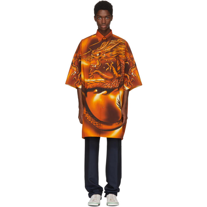 Photo: Balenciaga Orange Big Dragon Shirt 