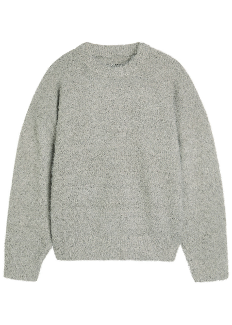 Mki Miyuki Zoku Logo-embroidered Brushed Knit Jumper Grey