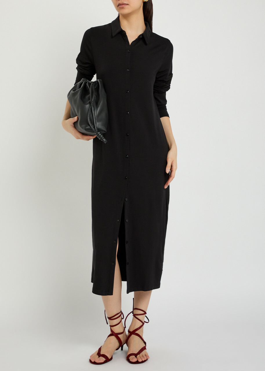 Eileen Fisher Stretch-jersey Midi Shirt Dress Black
