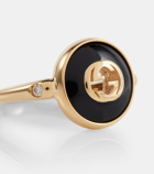 Gucci Interlocking G 18kt gold ring with onyx and white diamonds