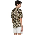 COMMAS Green and Black Silk Pavilion Tile Short Sleeve Shirt
