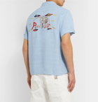 visvim - Camp-Collar Embroidered Voile Shirt - Light blue