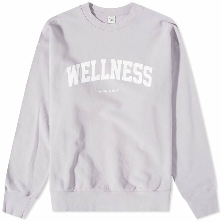 Photo: Sporty & Rich Men's Wellness Ivy Crew Sweat in Faded Lilac/White