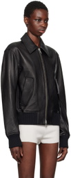 AMI Paris Black Zipped Leather Jacket
