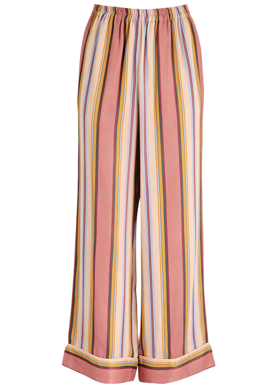 Sleeper Pastelle Striped Satin Pyjama Trousers Pink
